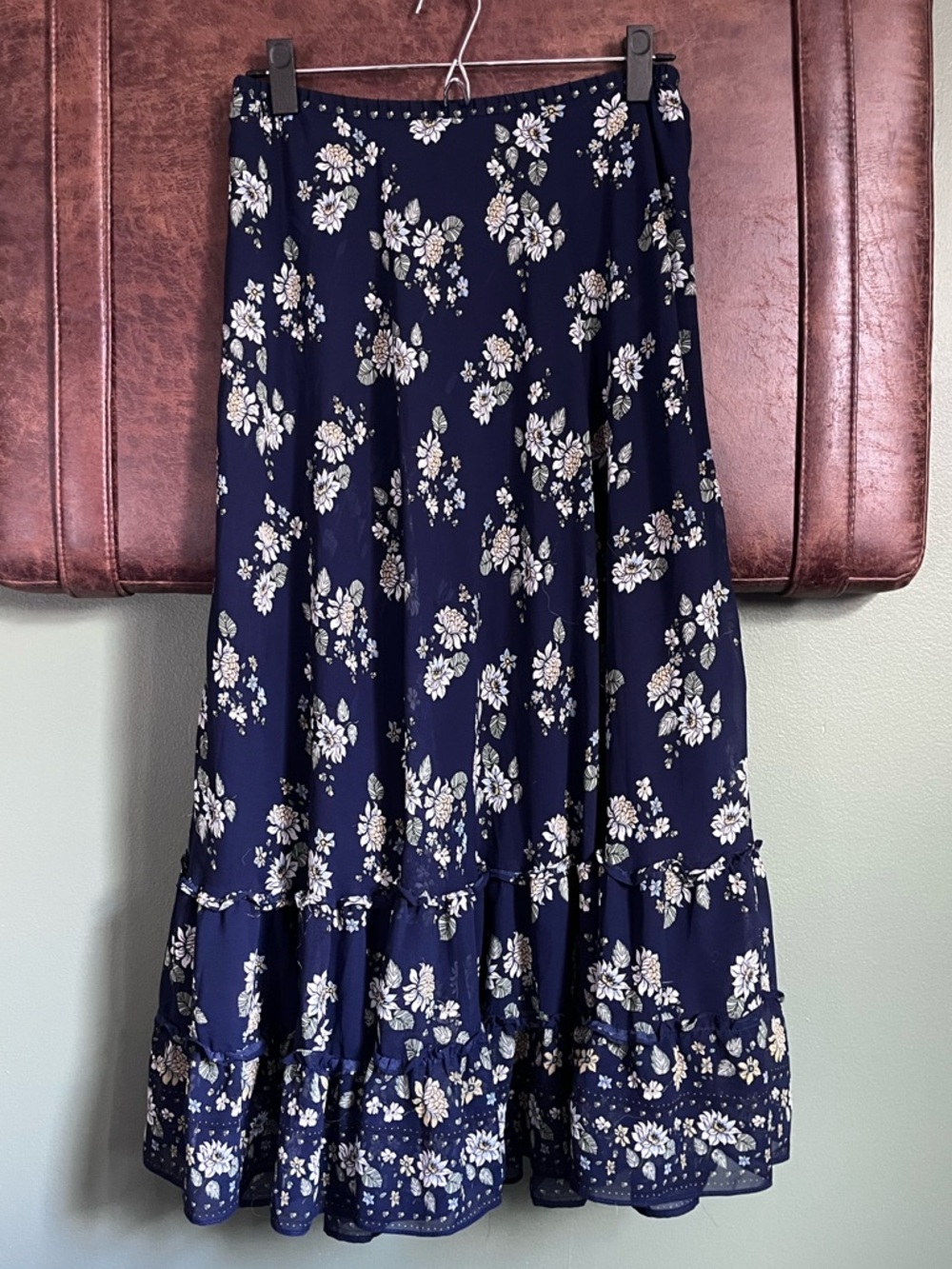 Navy Floral Maxi Skirt